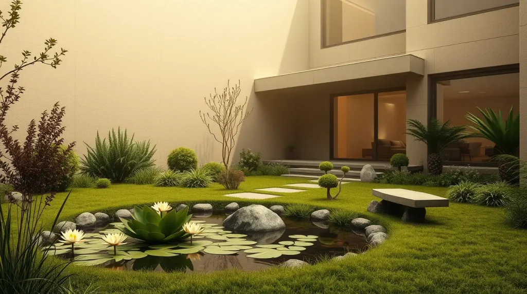 Front Garden with a Peaceful Pond