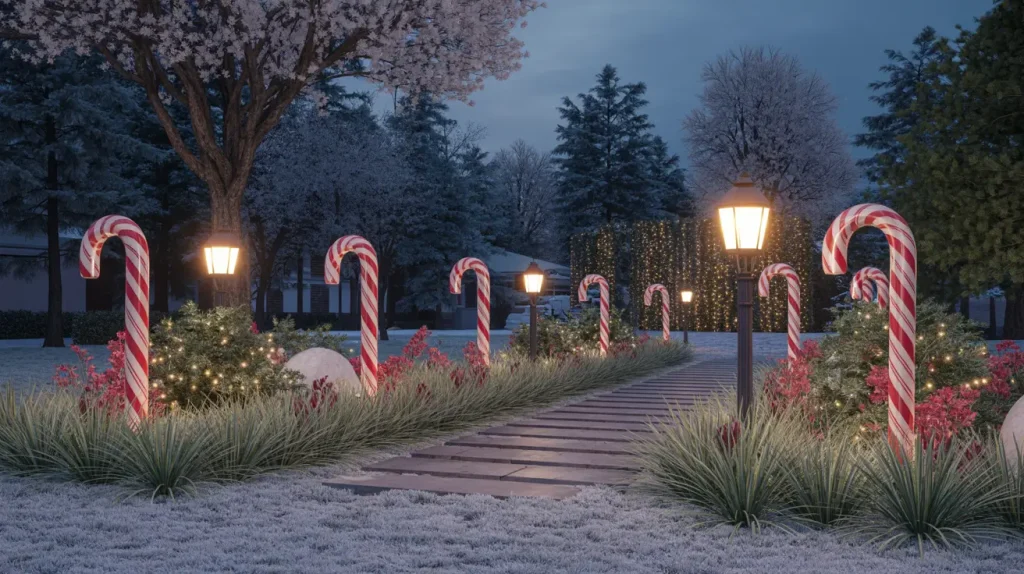 christmas garden decoration ideas candy lights