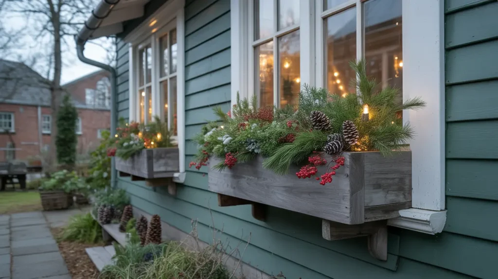 christmas outdoor garden ideas arbor window boxes