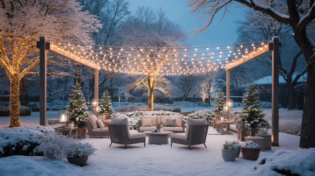 christmas outdoor garden ideas fairy lights