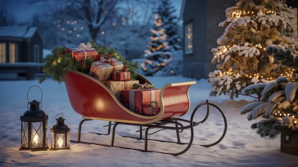 christmas outdoor garden ideas sleigh