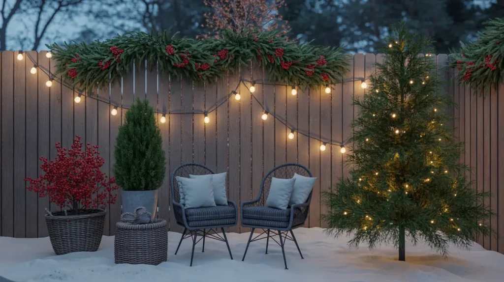 outdoor christmas garden decoration ideas fence