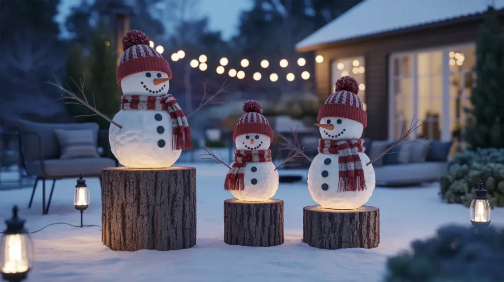 outdoor christmas garden decoration ideas snowman