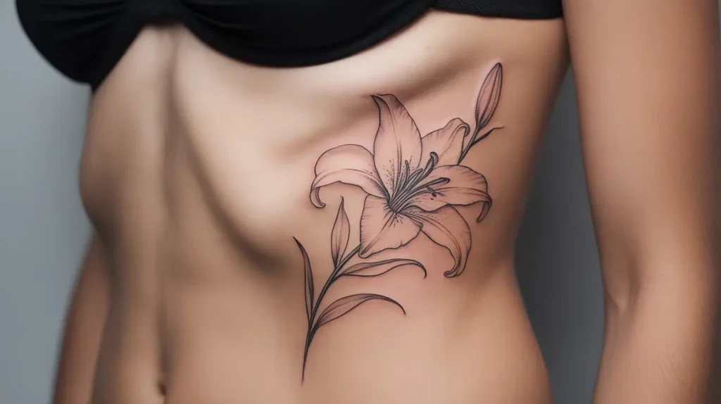 lilies tattoo on ribs