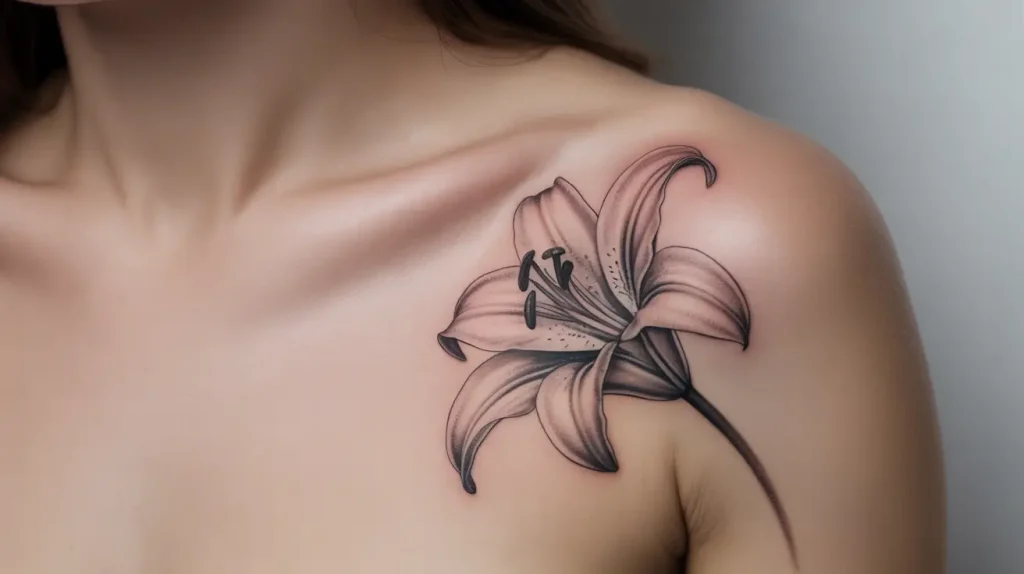 lilies tattoo on shoulder