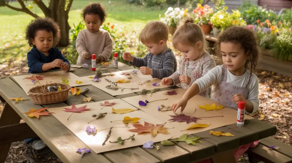 nature collages kids garden idea