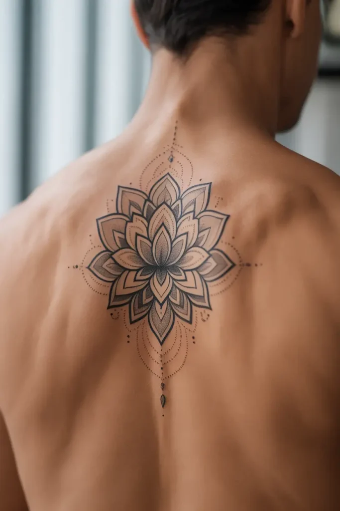 back lotus flower tattoo idea