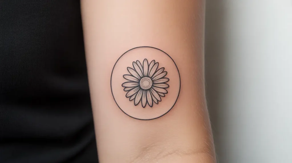 daisy tattoo in circle