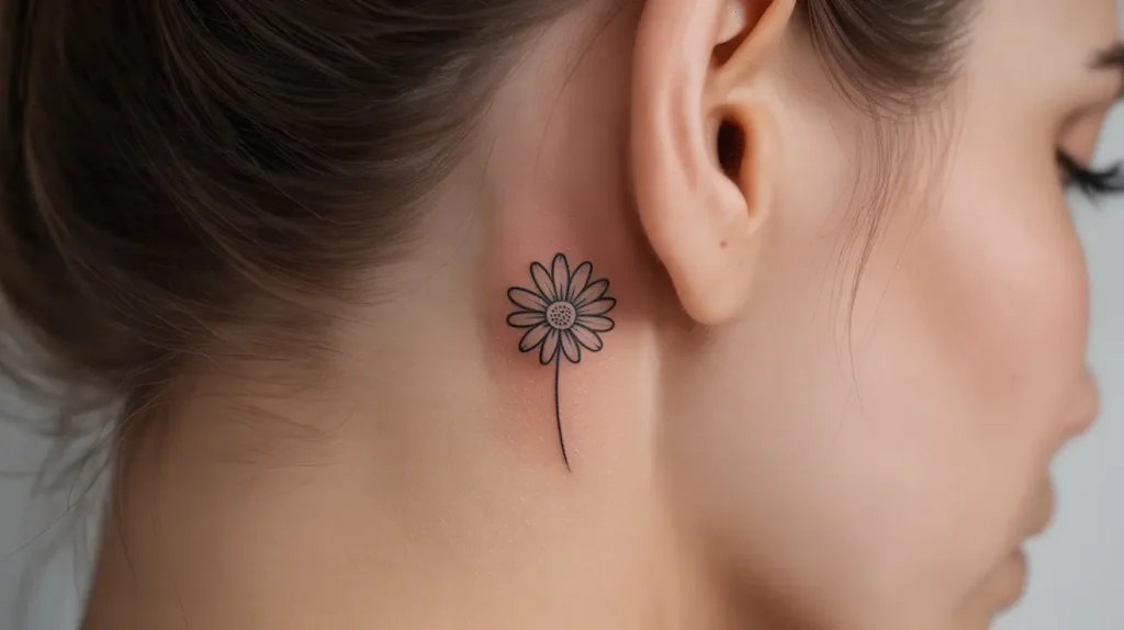 daisy tattoo near ear
