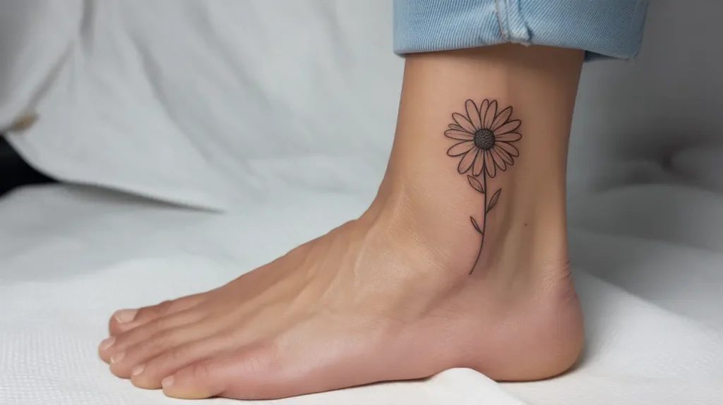 daisy tattoo on ankle
