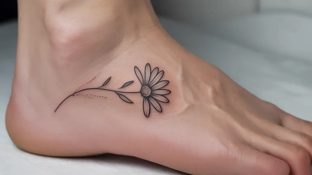 daisy tattoo on foot arch