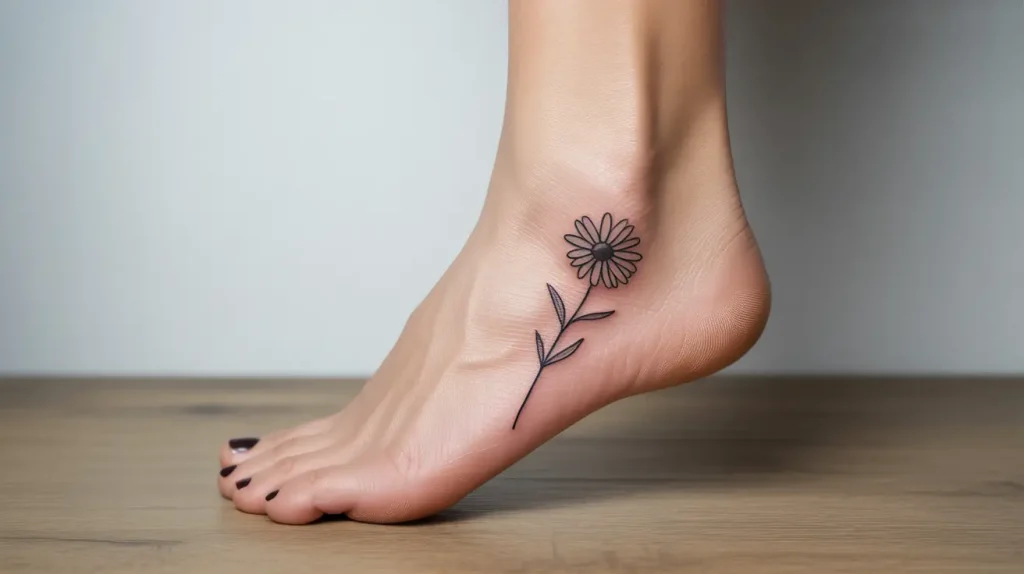 daisy tattoo on heel