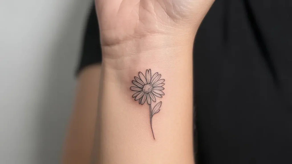daisy tattoo on wrist