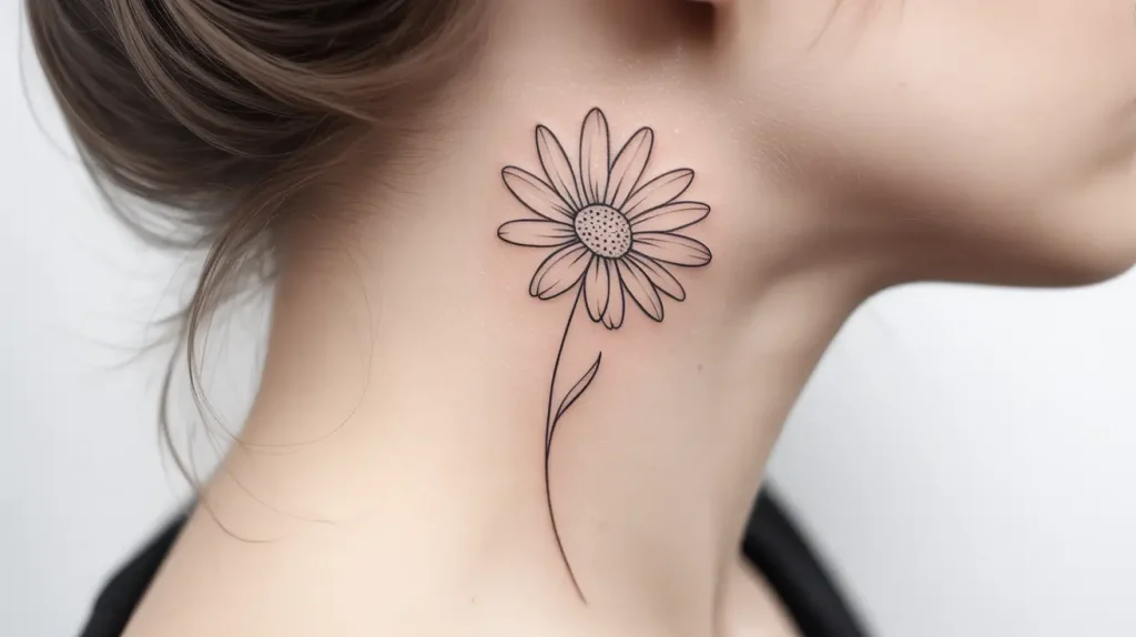 dasiy tattoo on neck