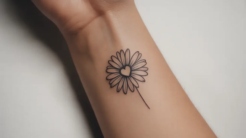 dasiy tattoo with heart