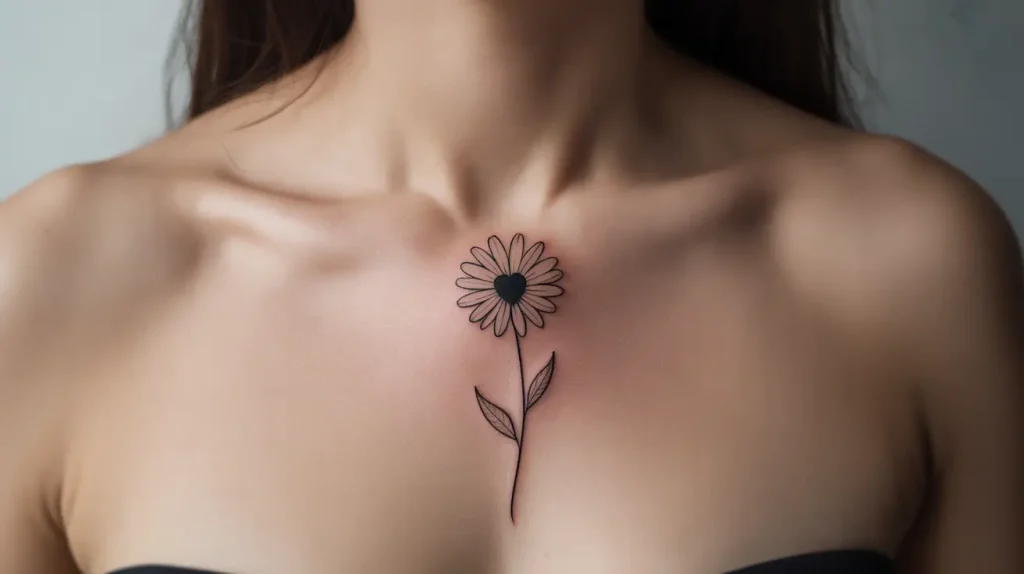 dasiy tattoo with heart idea
