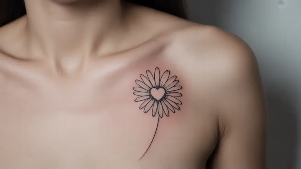 dasiy tattoo with heart idea