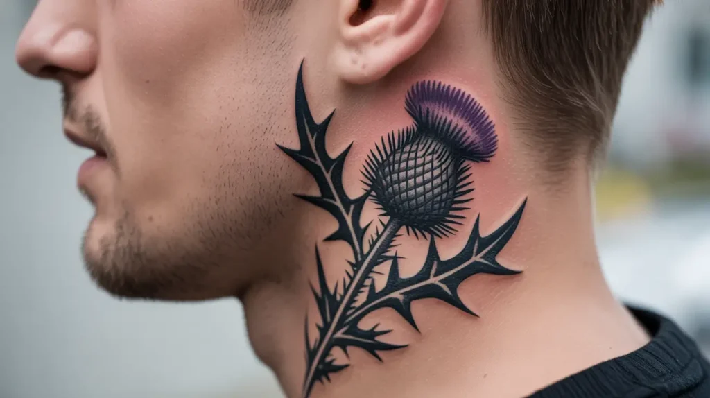male scottish thistle tattoo