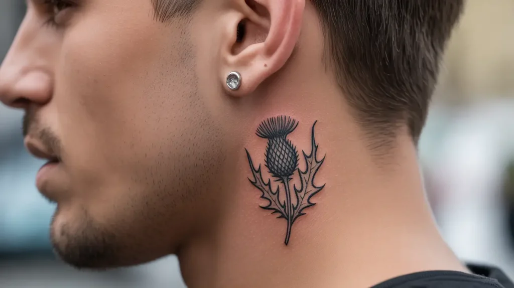 male scottish thistle tattoo idea