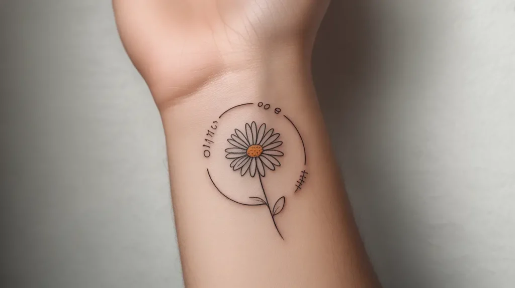 minimalist daisy tattoo idea