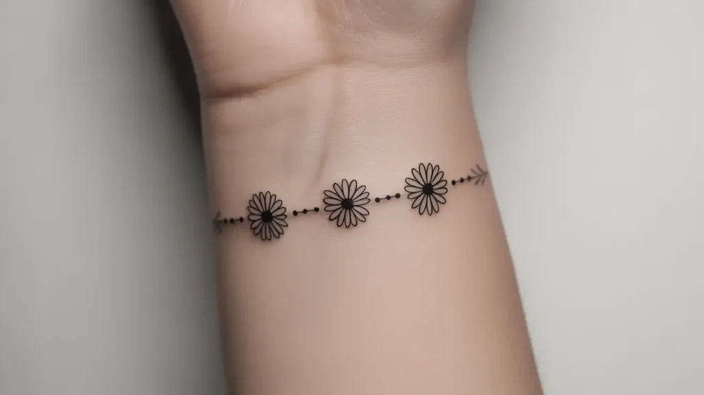 minimalist daisy trio tattoo