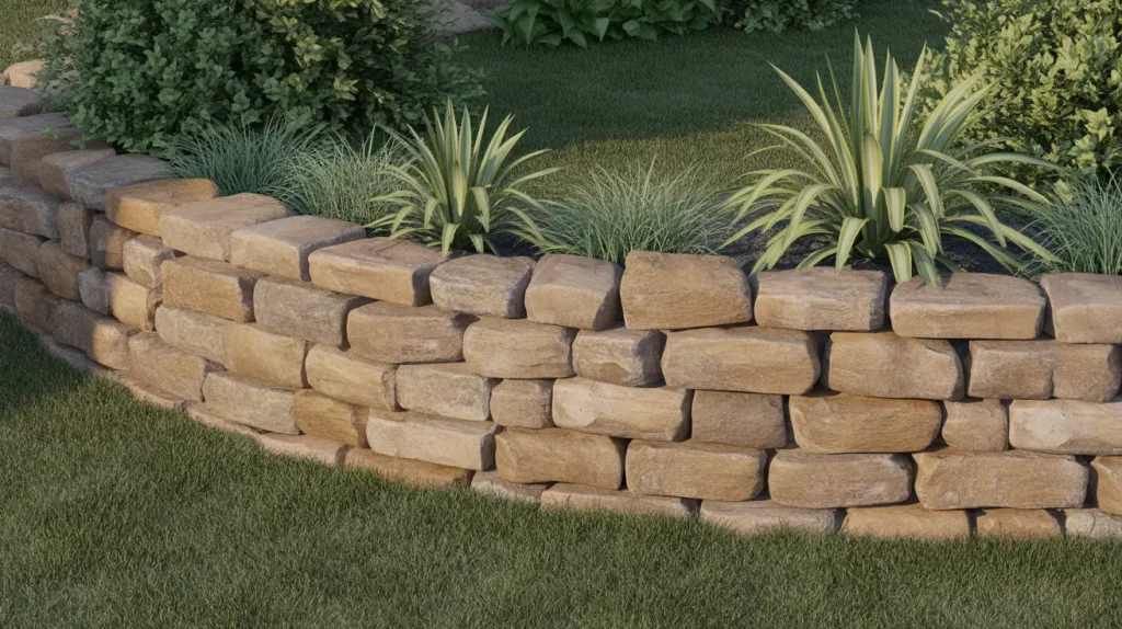 natural stone retaining garden wall ideas