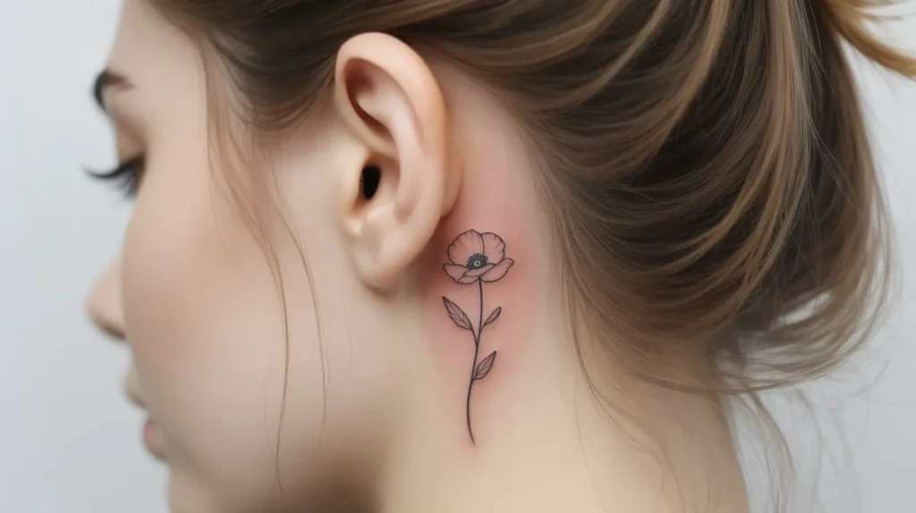 poppy flower tattoo ideas near neck