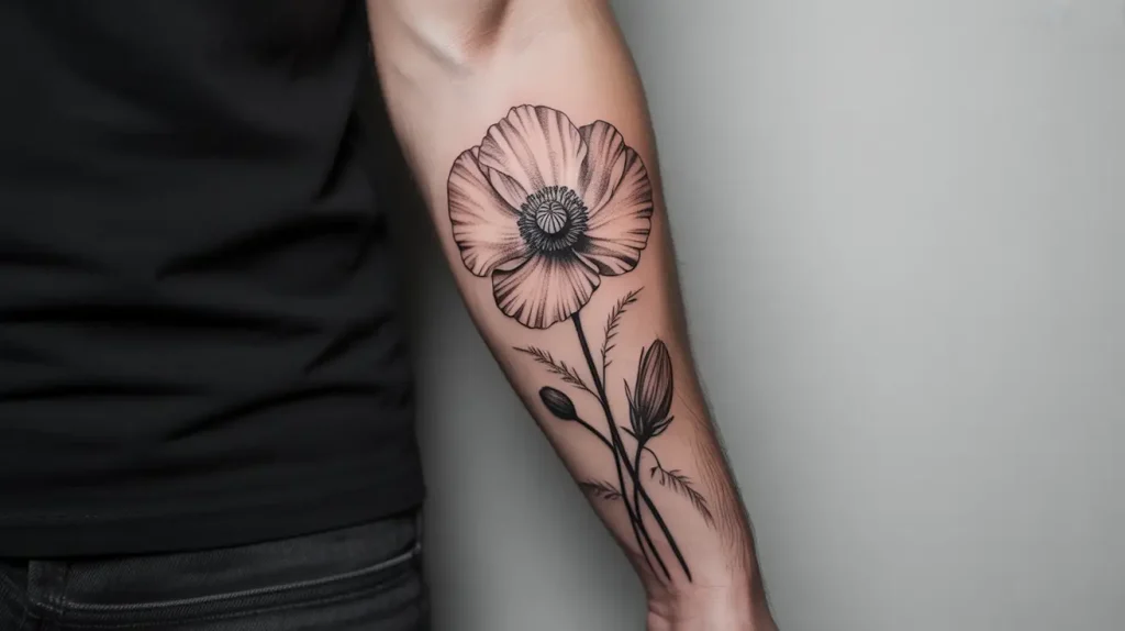 poppy flower tattoo men