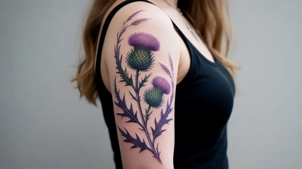 scottish thistle tattoo full sleve