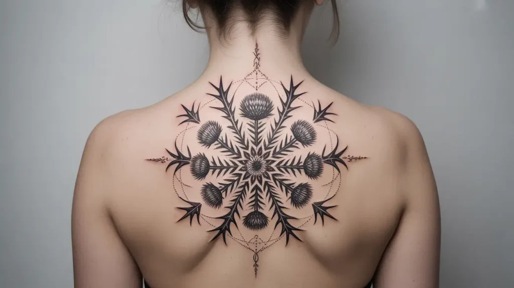 scottish thistle tattoo mandala