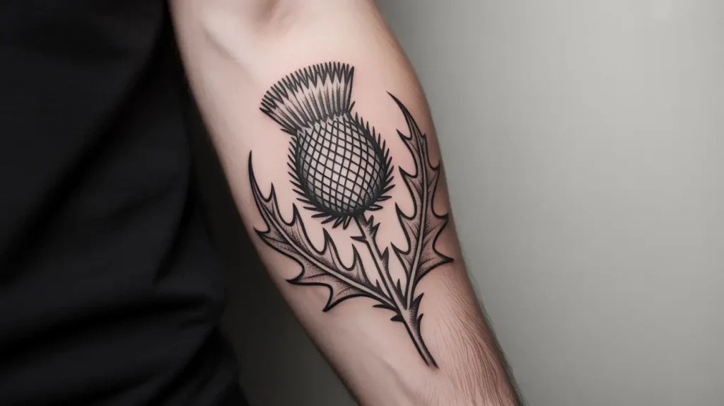 scottish thistle tattoo on men