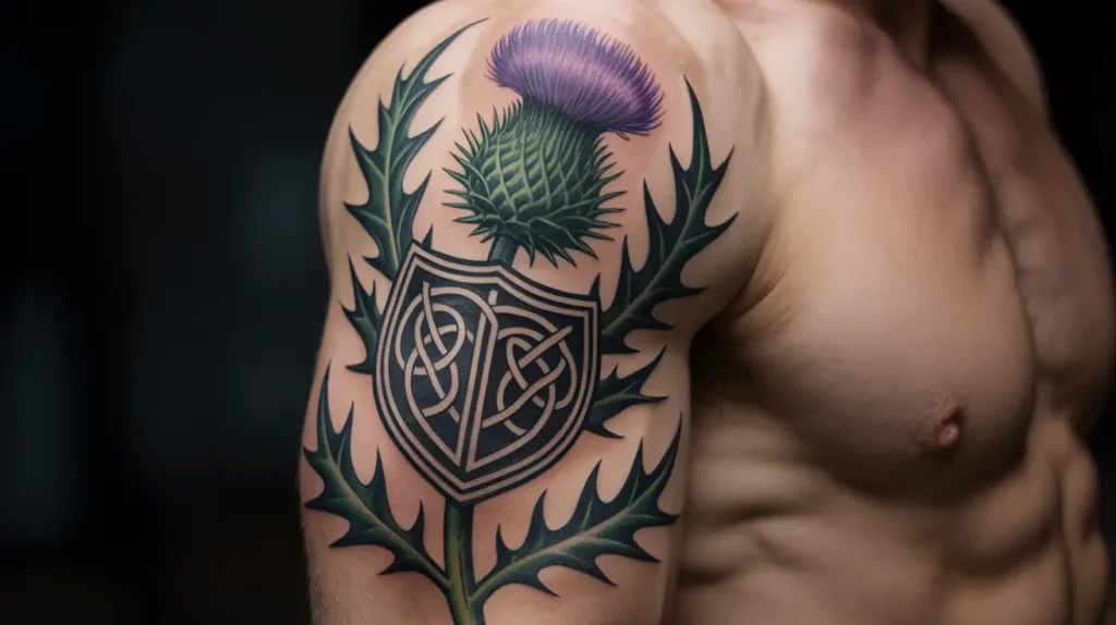 scottish thistle tattoo warrior