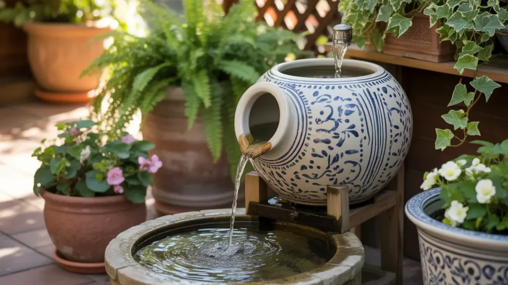 small garden waterfall ideas ceramic pot