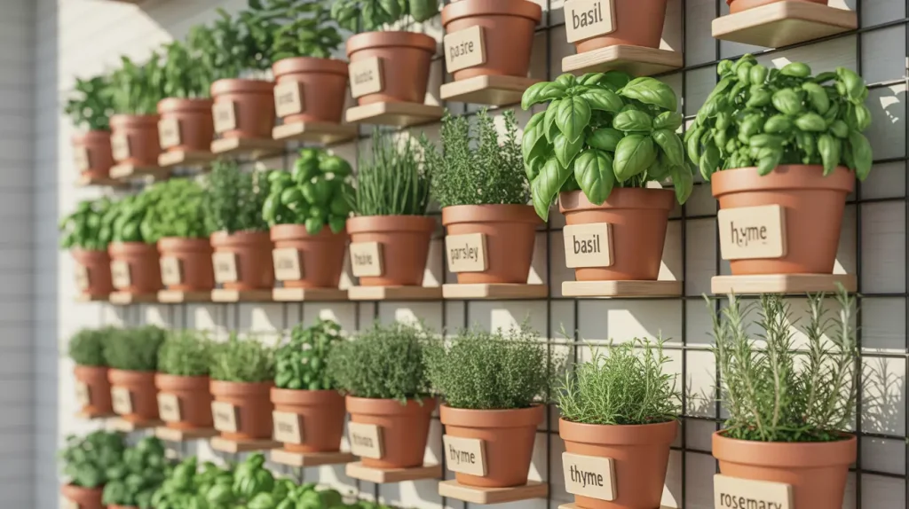 vertical herb garden wall