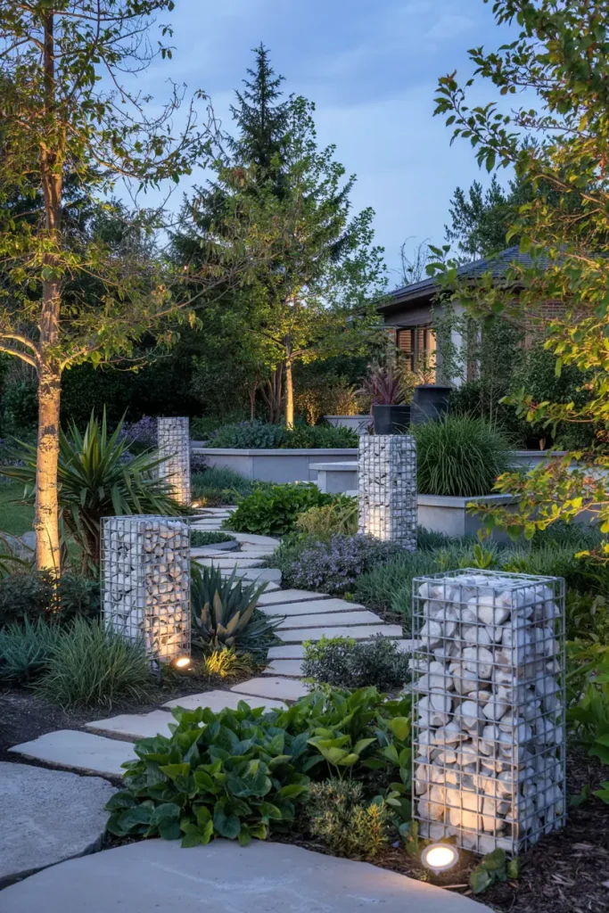 gabion ideas for garden pillars