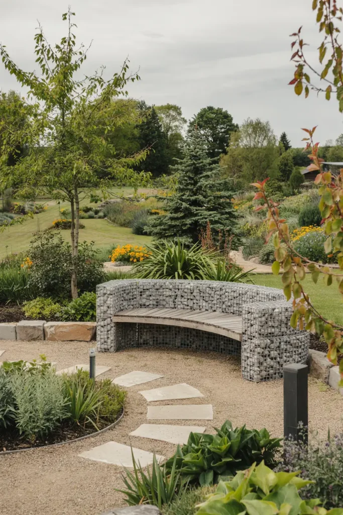 gabion ideas for garden seating bench