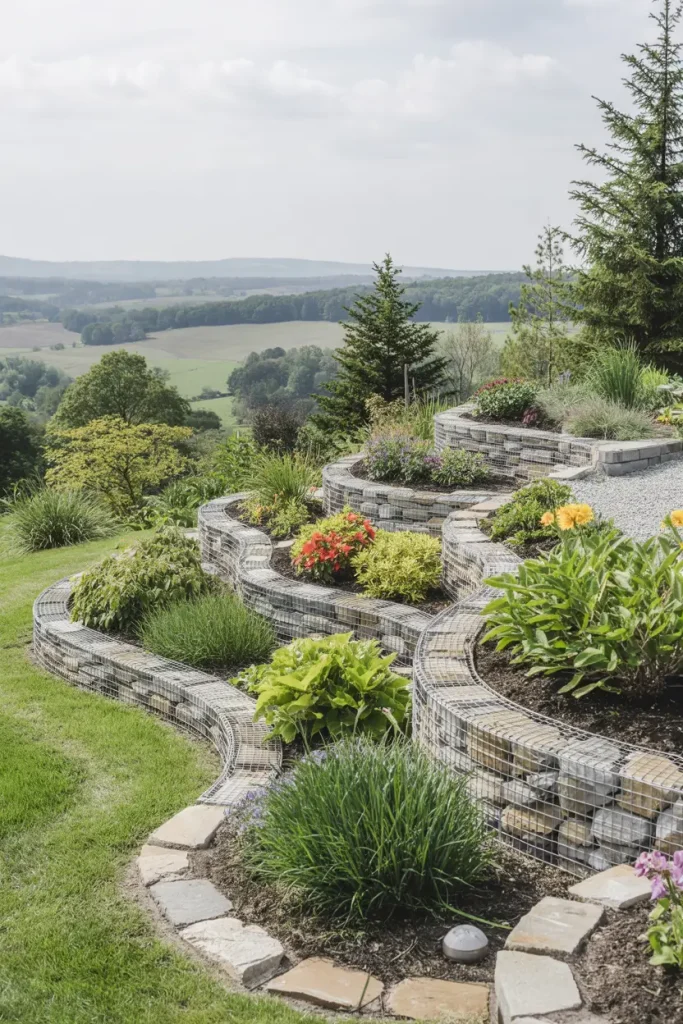 gabion ideas for gardens terrace