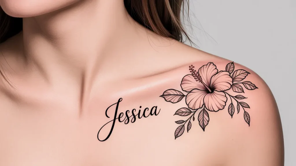 hibiscus tattoos ideas collarbone