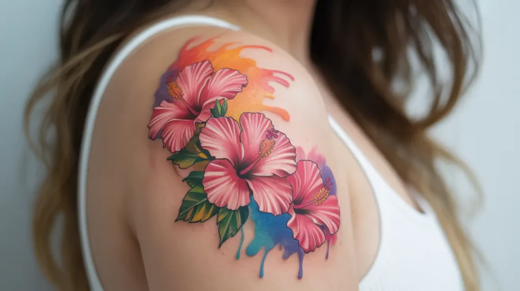 watercolor hibiscus tattoo ideas