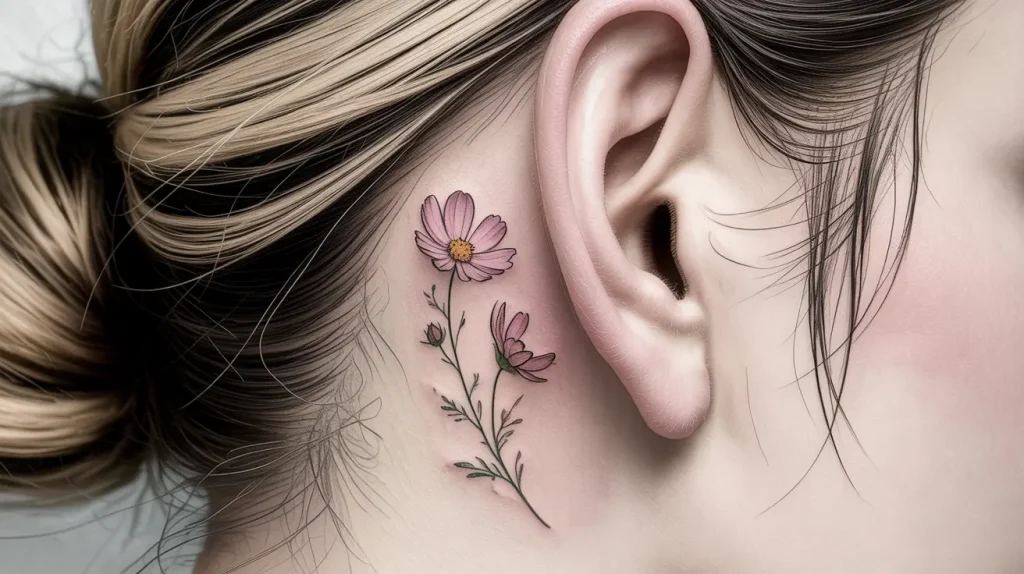 delicate cosmos flower tattoos
