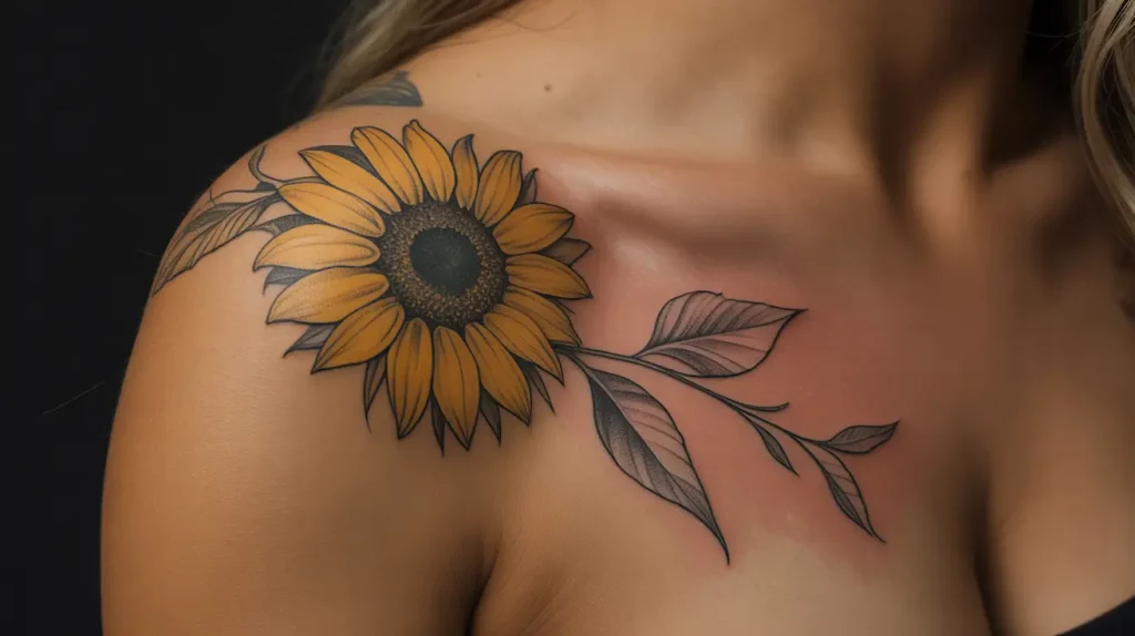 flowers tattoos sunflower on shoulder