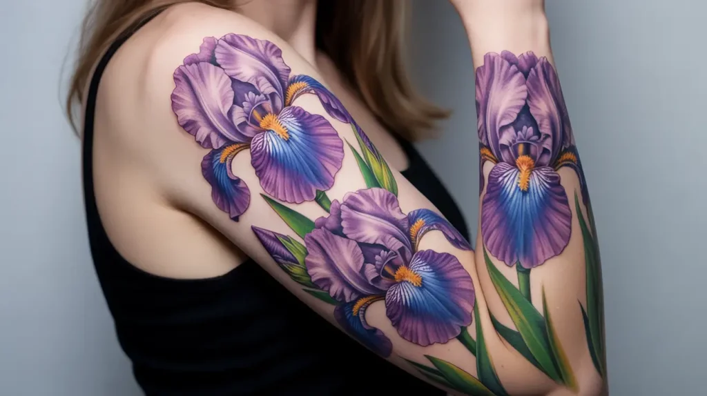 iris flower tattoo full sleeve