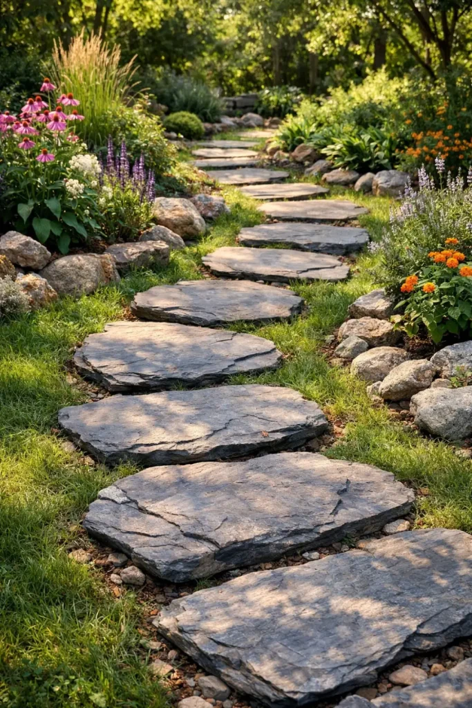 rock garden ideas stepping path