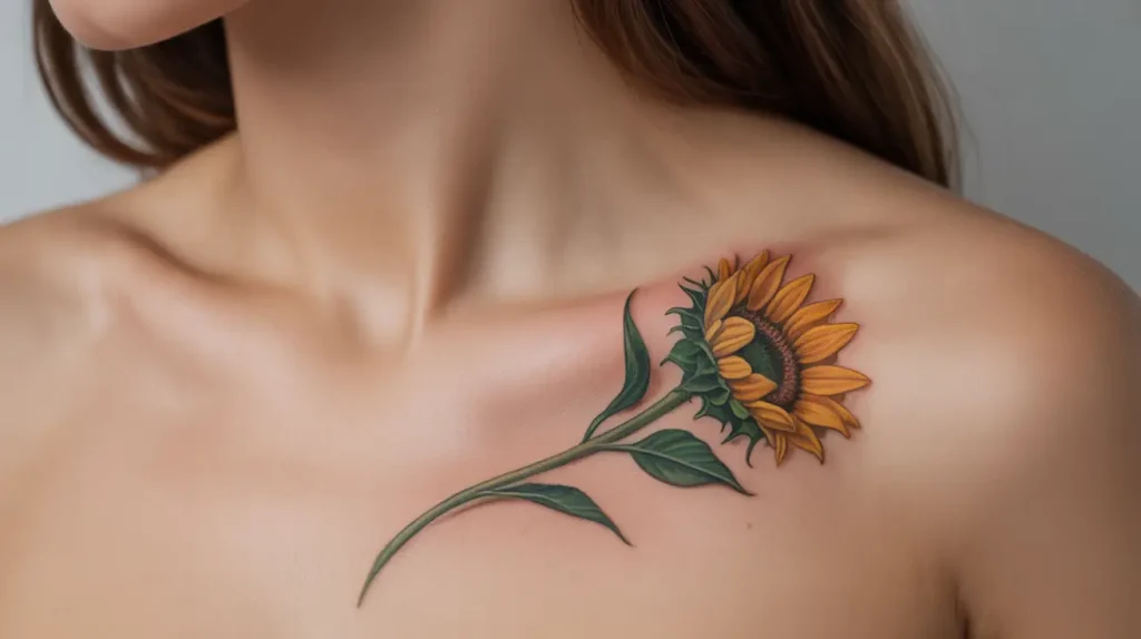 sunflower tattoos on colarbone