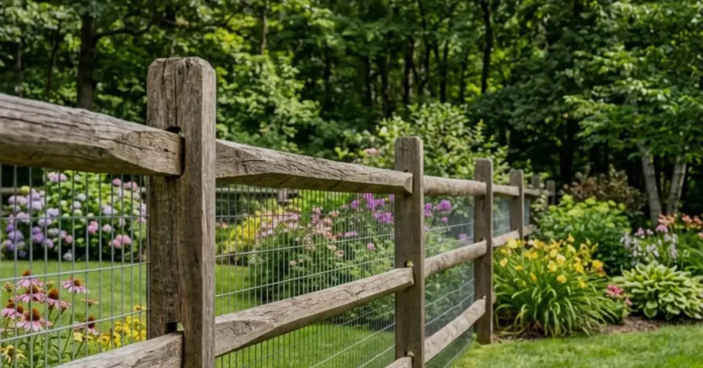 Split Rail Fence With Galvanized Wire Mesh
