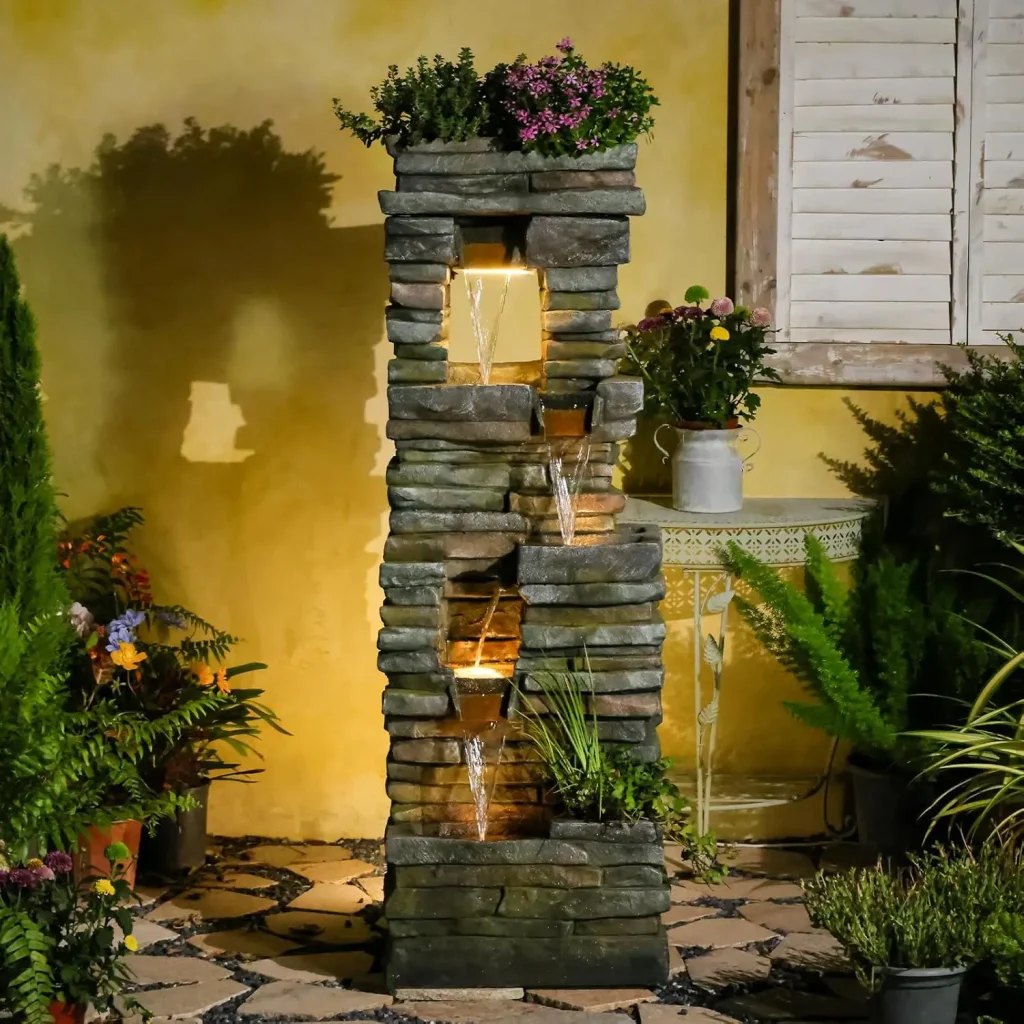 stone gardening fountains