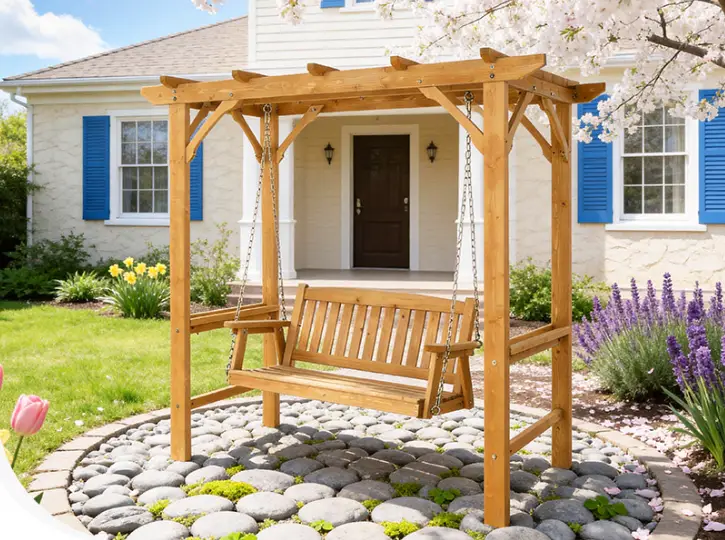 wooden garden swings