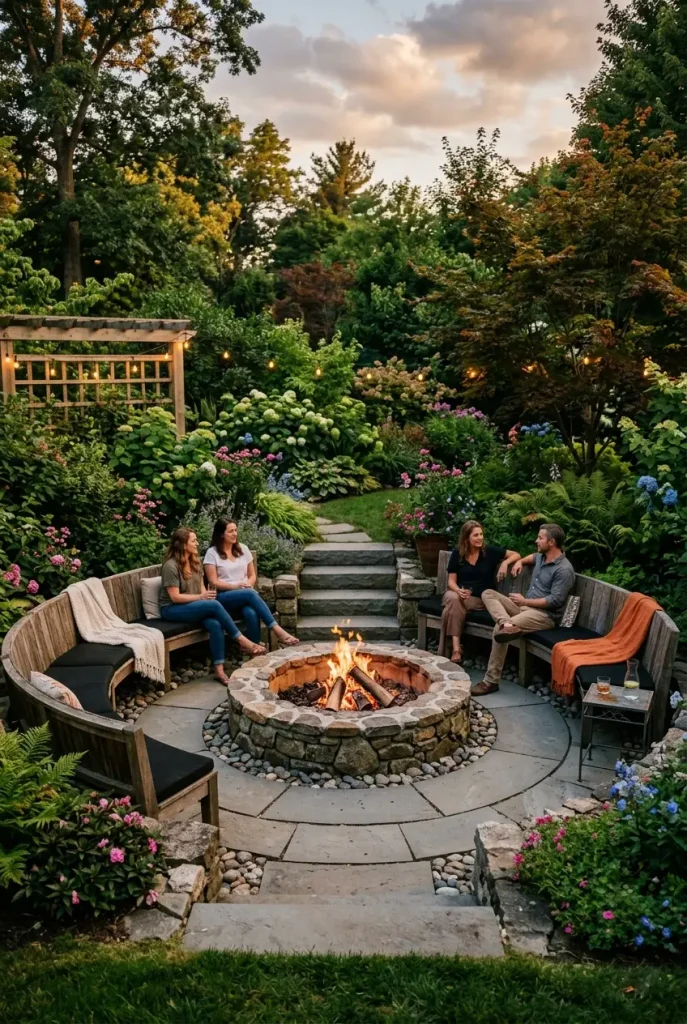 backyard firepit idea sunken