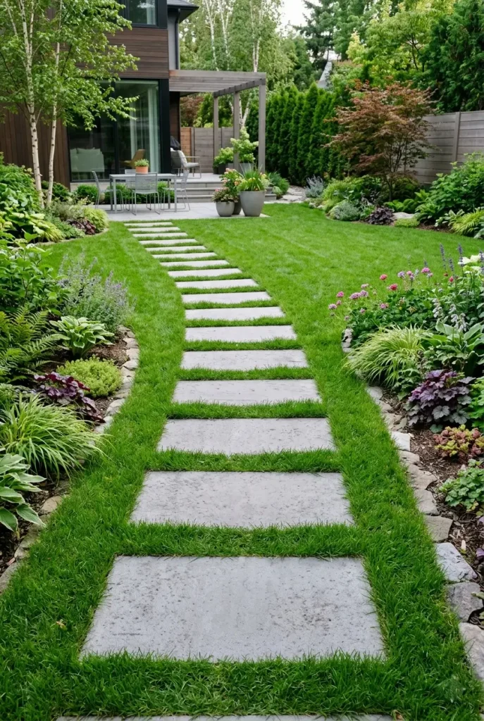 backyard walkway ideas concrete