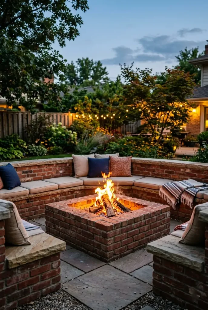 brick backyard firepit ideas